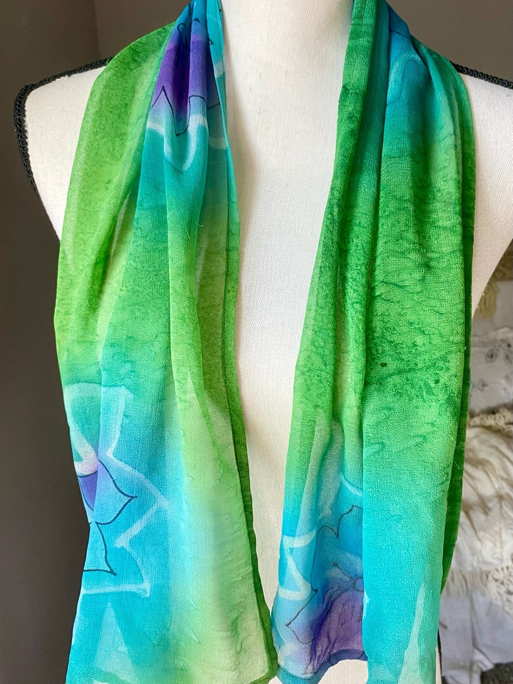 Green & Blue Gradient Lightweight Women's Scarf